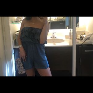Strapless Jean Romper